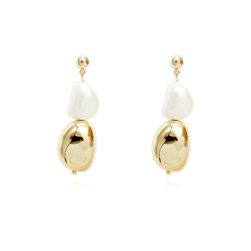HYACINTH Korea Balot natural freshwater pearl earrings female ins cold wind earrings 925 silver needle earrings