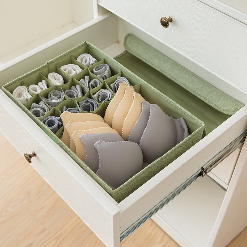 Foldable Washable Cotton and Linen Underwear Storage Box, Moisture-proof Multi-grid Sock Storage Box, Large Drawer-style Storage Box