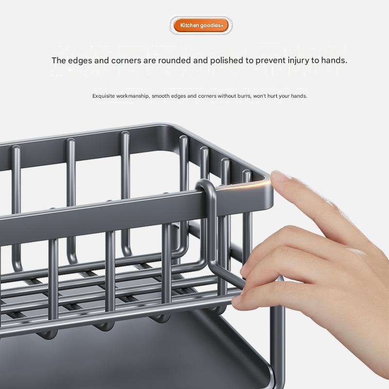 Multifunctional Sponge Detergent Storage Rack Rag Rack, Kitchen Rack Sink Drain Rack, Drain Basket Countertop
