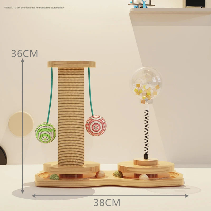 Cat toy turntable, food-dispensing ball, solid wood kitten self-entertaining cat wand, pet supplies, hot-selling.