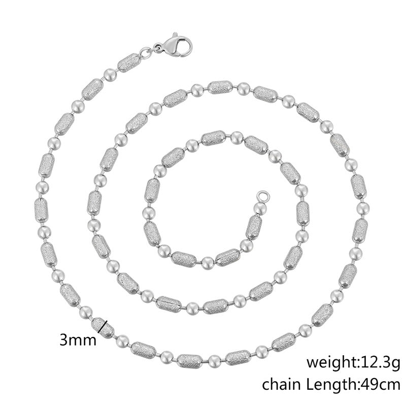 Xuping Jewelry Fashionable and Simple Round Bead Chain, Copper Alloy Plated White, Unisex, European and American Cross-border Plain Chain, Wholesale