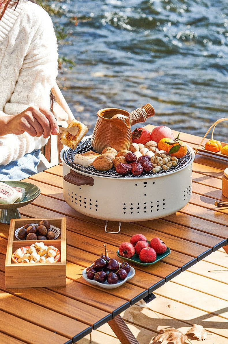 Outdoor Round Charcoal Grill Barbecue Grill Household Stove Tea, Camping Essential Barbecue Grill Heating Stove