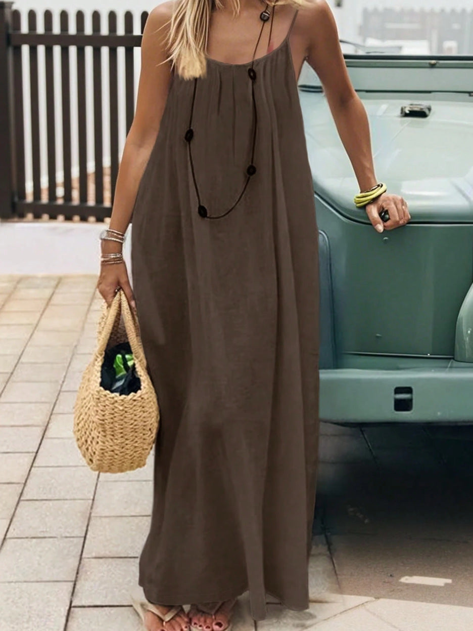 2026 New Women's Strappy Backless Loose-fitting Home Wear Dress