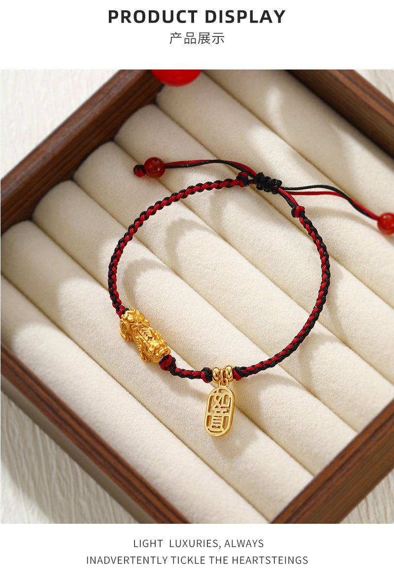 Xuping Imitation Gold Luxury Hand-woven Red Rope Bracelet, Simple Fortune Talisman, Niche New Year Jewelry Wholesale for Women