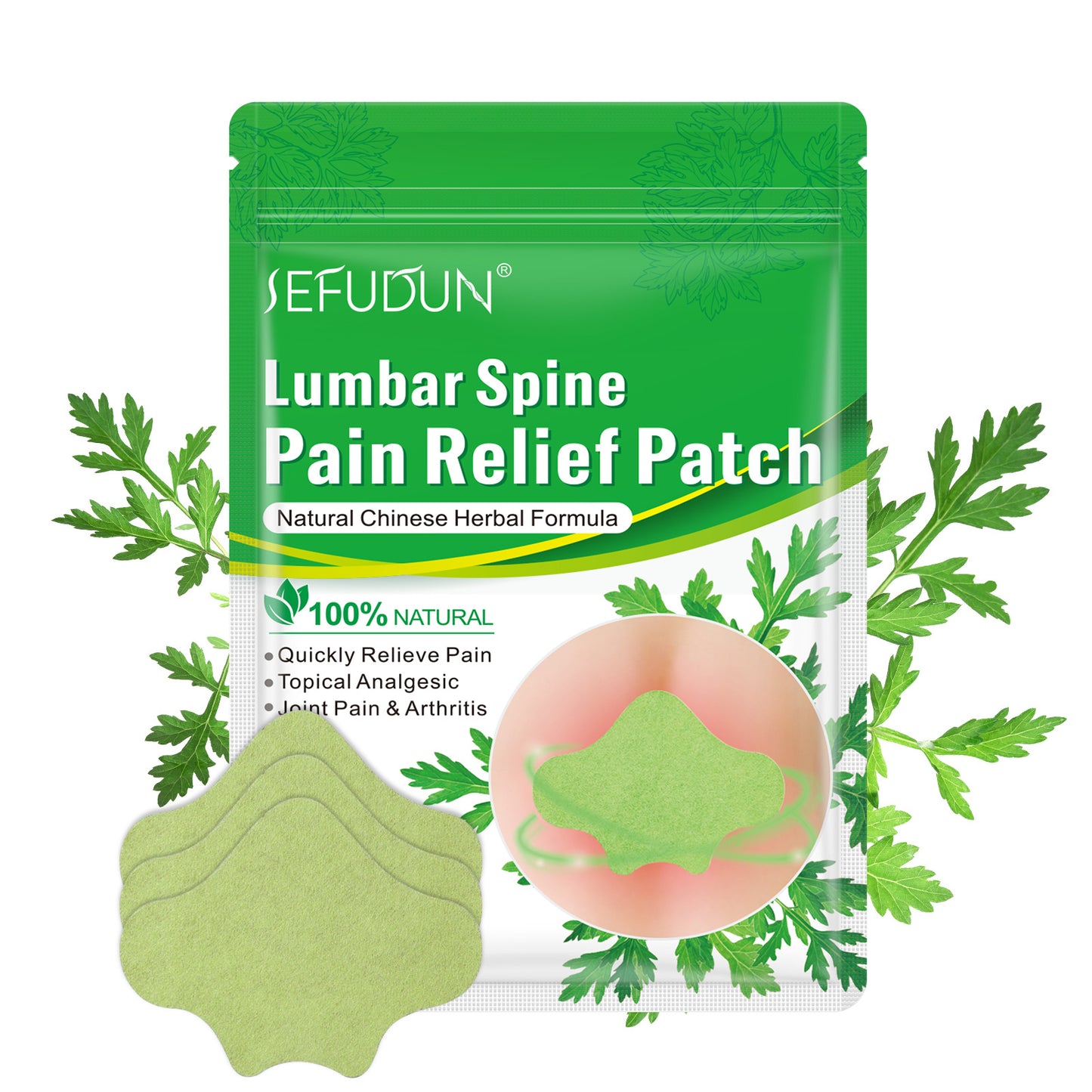 (MOQ: 3)SEFUDUN Mugwort Spine Patches for Lumbar and Neck Spine, Knee Patches, and Heat Therapy for Shoulders, Knees, and Lumbar Spine. 12 patches/bag available.