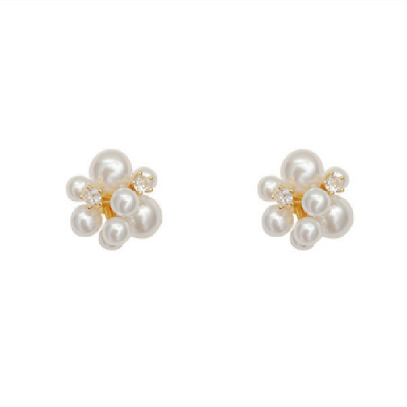 S925 Silver Needle South Korea Dongdaemun Net Red Pearl Earrings Zircon Trendy Design Sense Temperament Versatile Stud Earrings