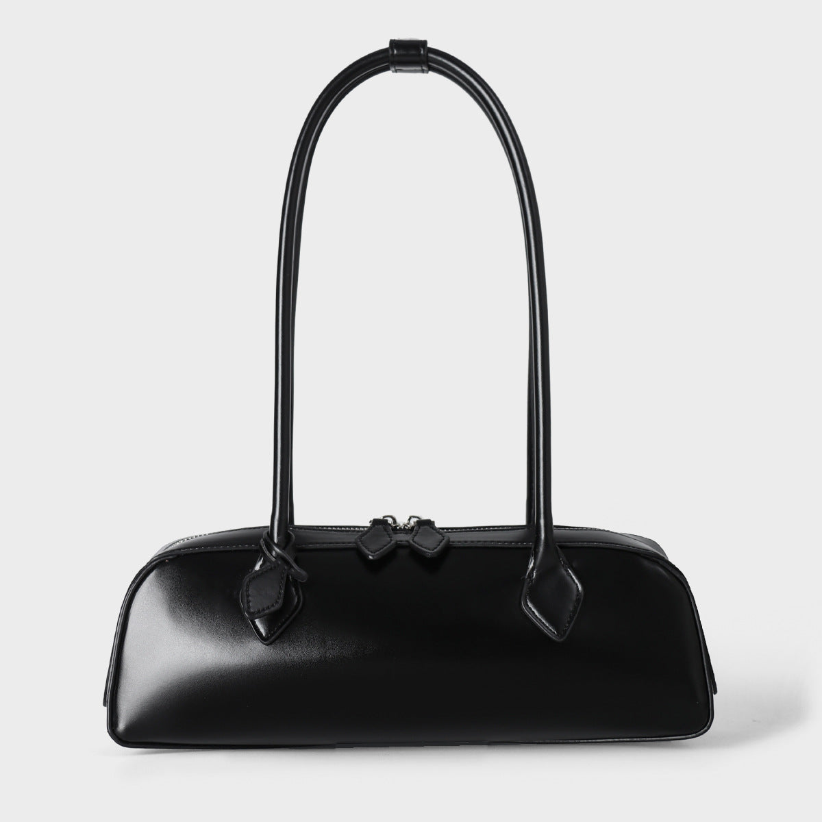 2026 New Korean Style Niche Design Shoulder Bag, Large Capacity Genuine Leather Underarm Bag, Long Red Baguette Bag