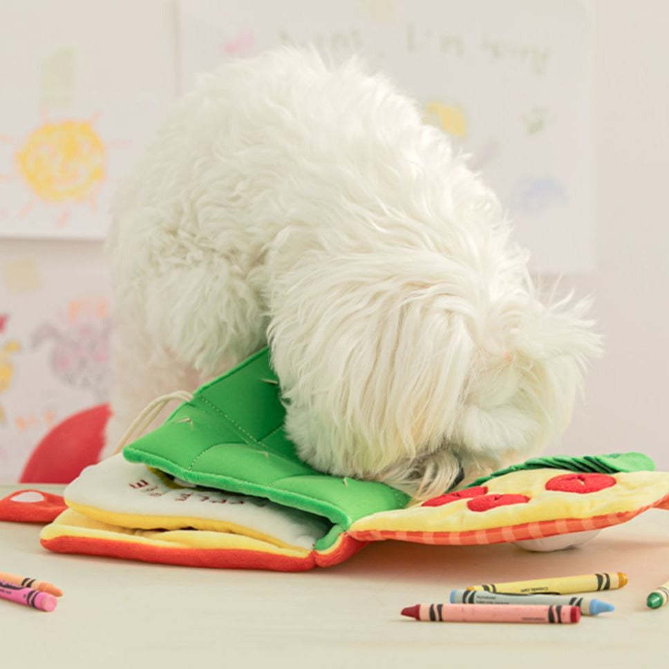 Spot Ins Korean food leakage sniffing sound cute cloth book toy dog hiding food book pet toy