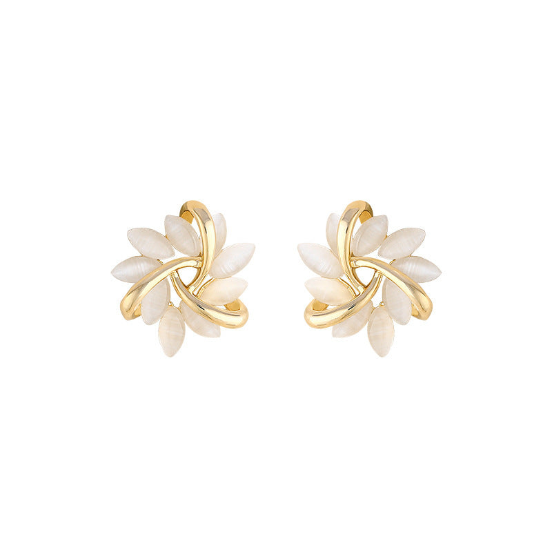 925 silver opal sun flower earrings 2021 new trendy earrings female simple and fashionable temperament net red earrings