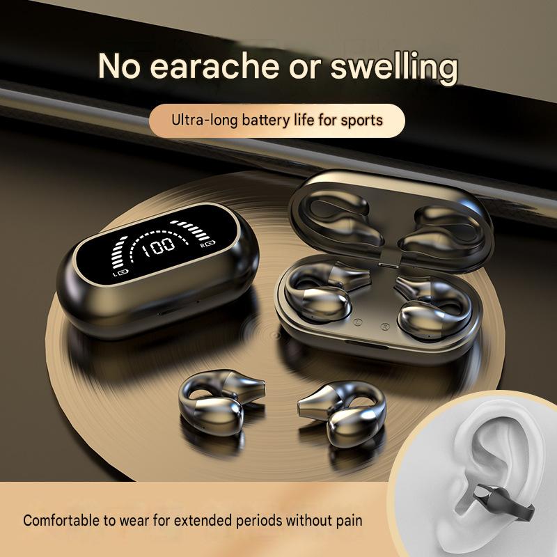 s03 Clip-on-ear Noise-cancelling Wireless Bluetooth Headset with Super Long Battery Life, Not In The Ear, Not Painful for a Long Time