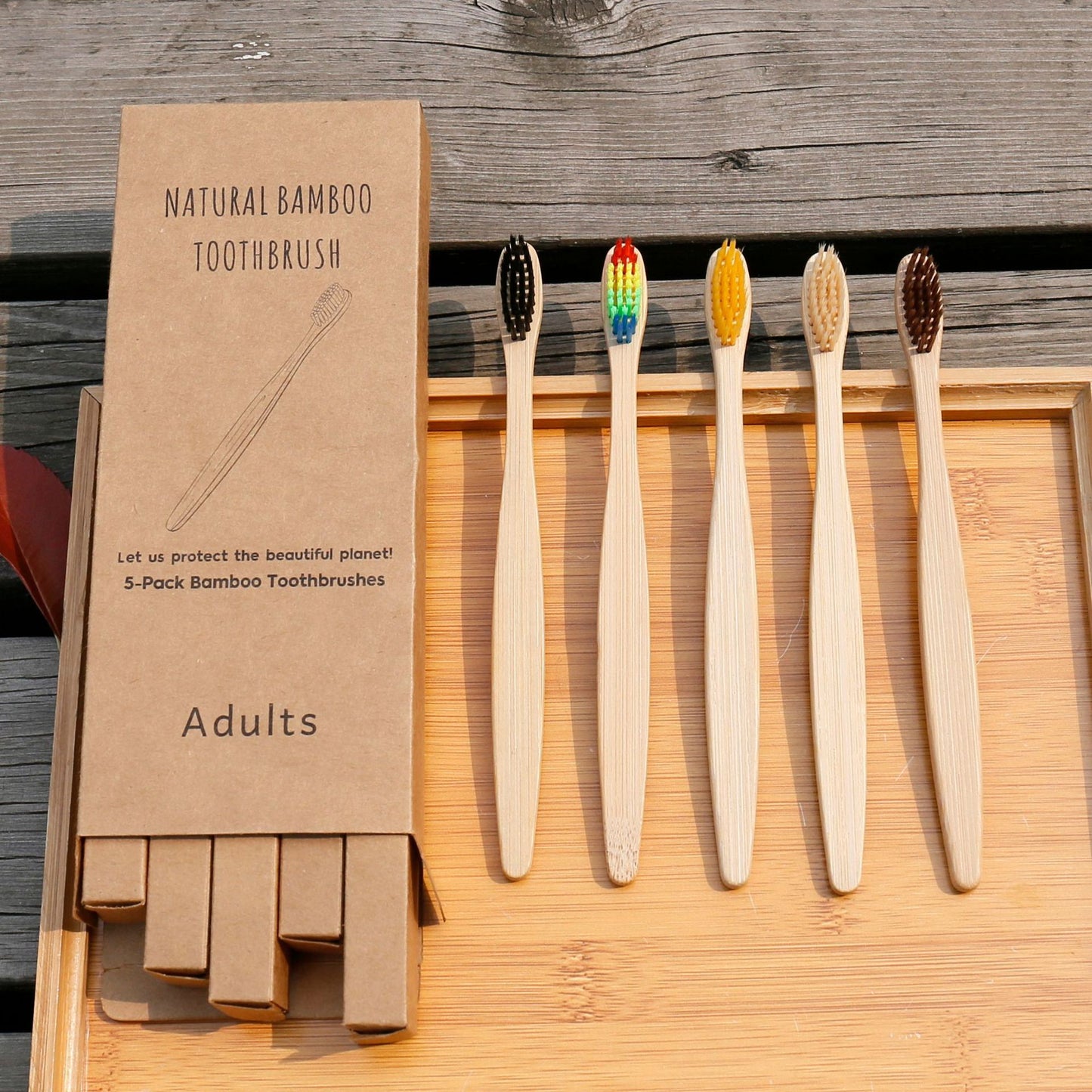 Adult Bamboo Toothbrush, Bamboo Charcoal Toothbrush 4 Sticks 5 Sticks, Bamboo Toothbrush 10 Sets, Off-The-Shelf Toothbrush Set