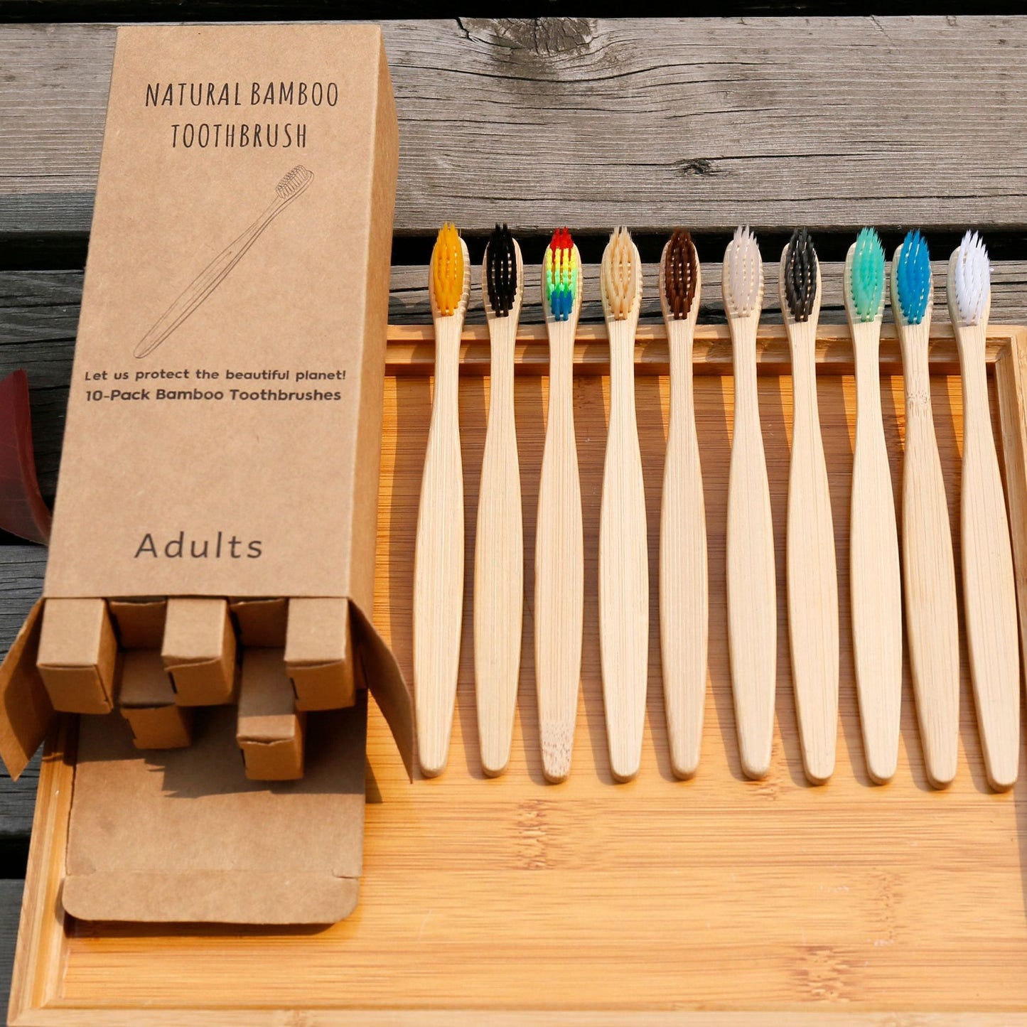 Adult Bamboo Toothbrush, Bamboo Charcoal Toothbrush 4 Sticks 5 Sticks, Bamboo Toothbrush 10 Sets, Off-The-Shelf Toothbrush Set
