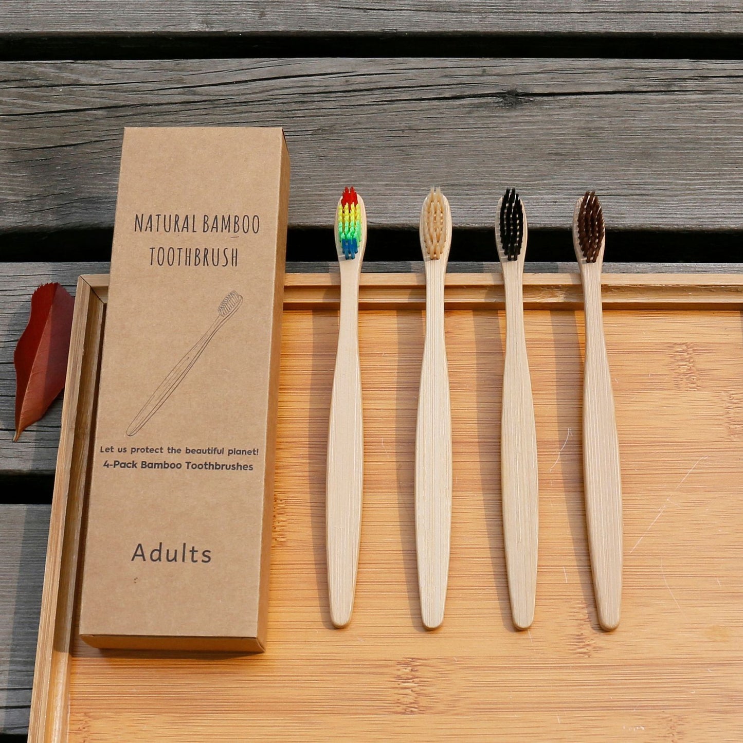 Adult Bamboo Toothbrush, Bamboo Charcoal Toothbrush 4 Sticks 5 Sticks, Bamboo Toothbrush 10 Sets, Off-The-Shelf Toothbrush Set