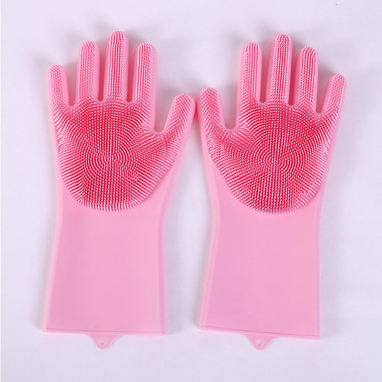 Vibrating Dishwashing Silicone Gloves / Kitchen Scrubbing Silicone Cleaning Gloves / Insulation Magic Kitchen Chores Cleaning Gloves
