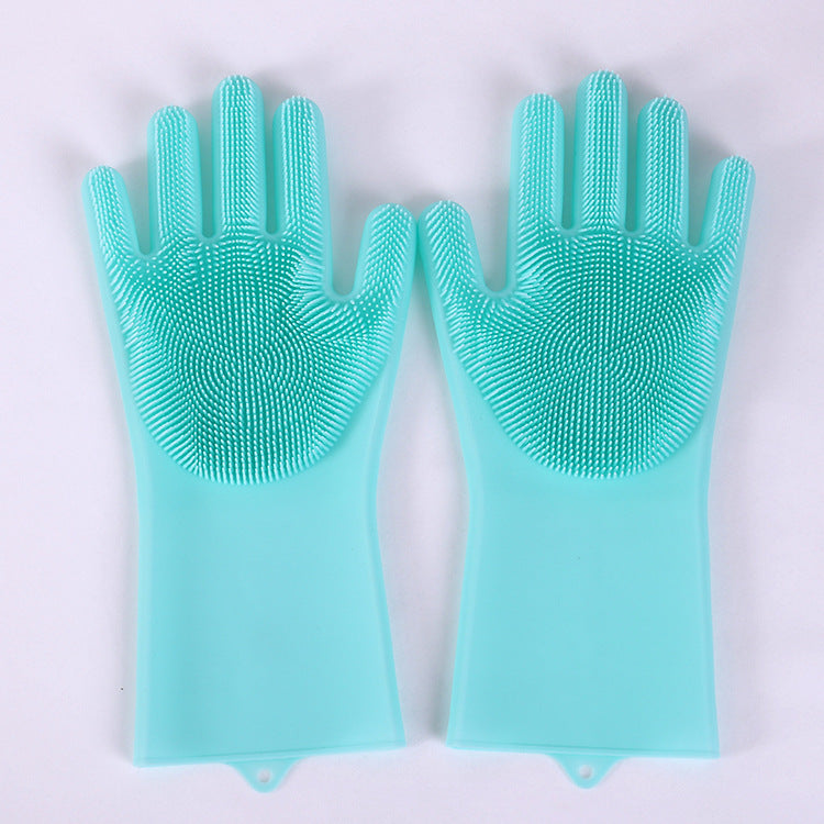 Vibrating Dishwashing Silicone Gloves / Kitchen Scrubbing Silicone Cleaning Gloves / Insulation Magic Kitchen Chores Cleaning Gloves