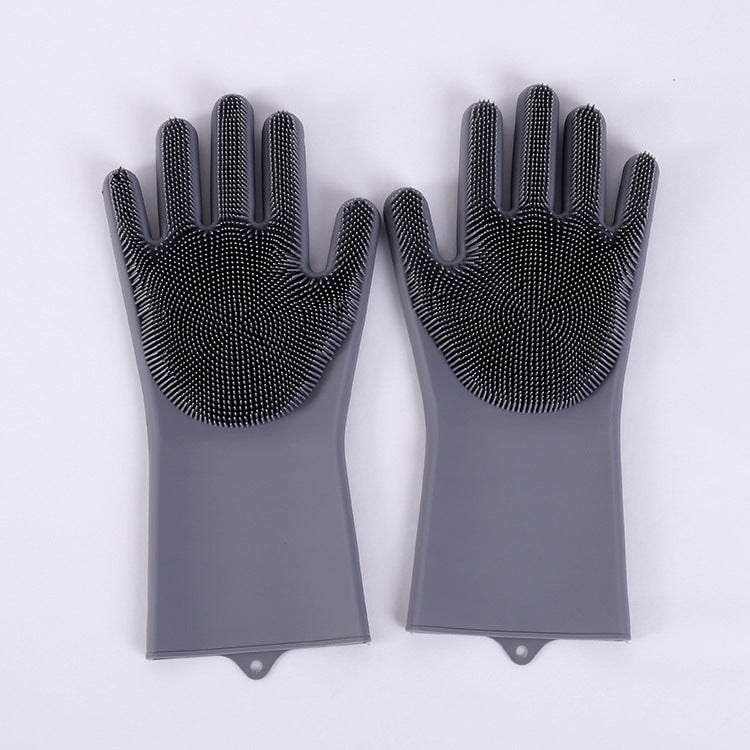 Vibrating Dishwashing Silicone Gloves / Kitchen Scrubbing Silicone Cleaning Gloves / Insulation Magic Kitchen Chores Cleaning Gloves