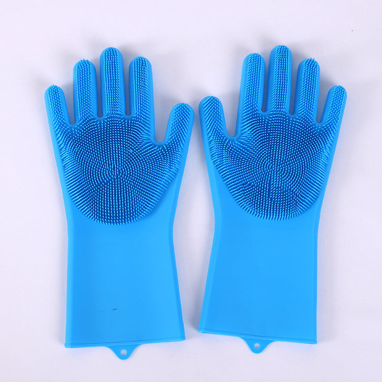 Vibrating Dishwashing Silicone Gloves / Kitchen Scrubbing Silicone Cleaning Gloves / Insulation Magic Kitchen Chores Cleaning Gloves
