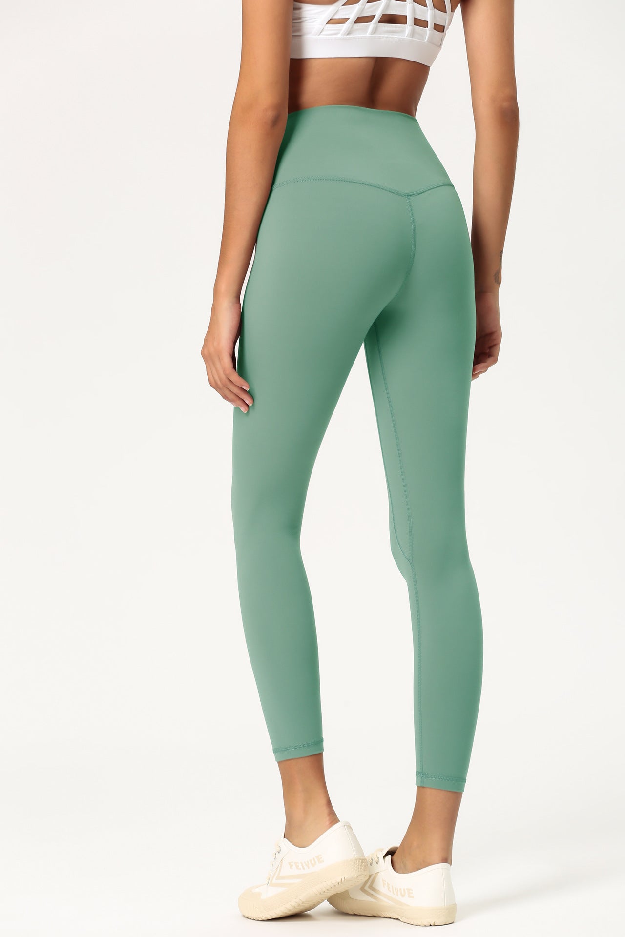 New double-sided brushed yoga pants women's skin-friendly nude yoga nine-point pants high waist buttocks yoga