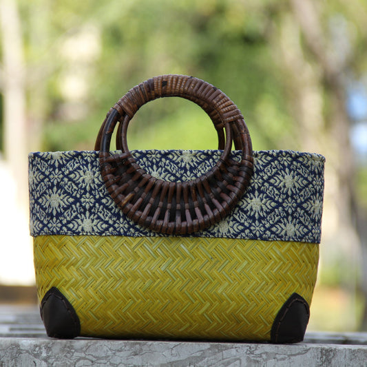New Woven Women's Bag Bamboo, Bag Bamboo Boven Bag Retro Mini Ladies Handbag
