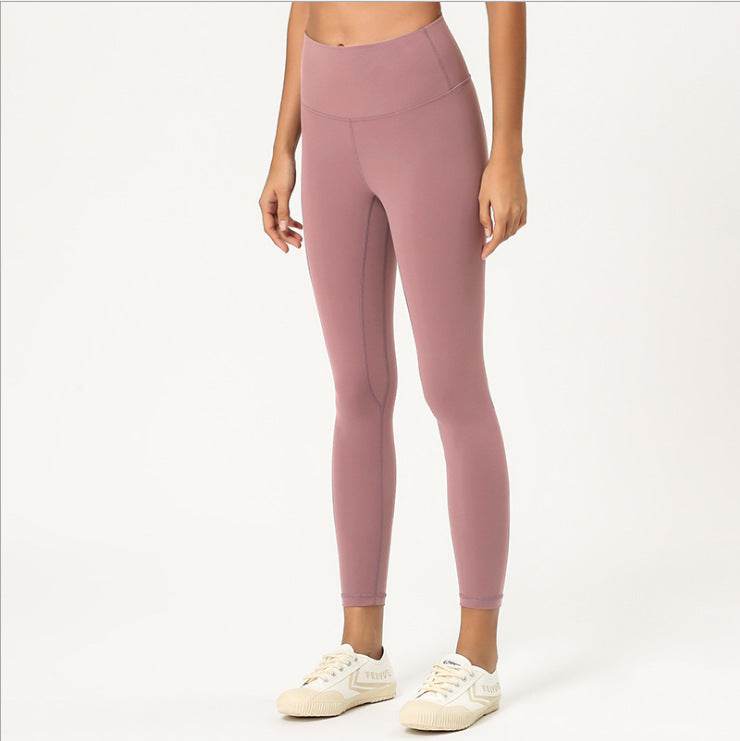 New double-sided brushed yoga pants women's skin-friendly nude yoga nine-point pants high waist buttocks yoga