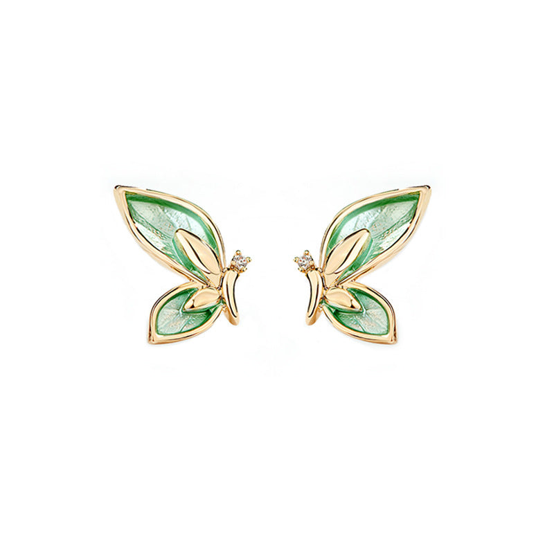 925 silver needle mandarin duck butterfly shadow earrings female super fairy sen simple earrings girl heart temperament net red earrings earrings
