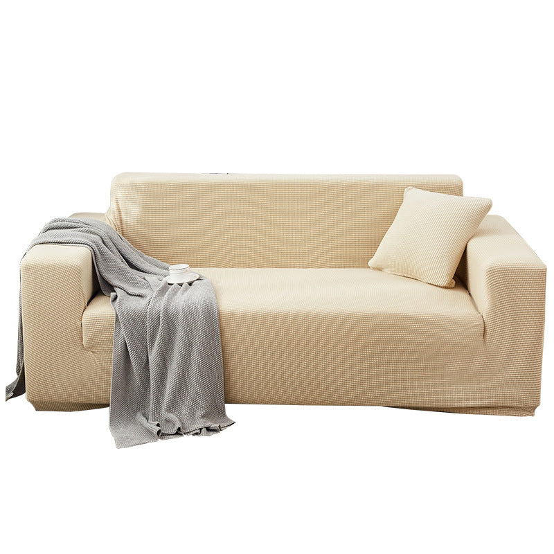 Solid Color Four Seasons Universal Sofa Cover, Nordic Fashion Knitted Elastic All-Inclusive Sofa Cover Sofa Cushion