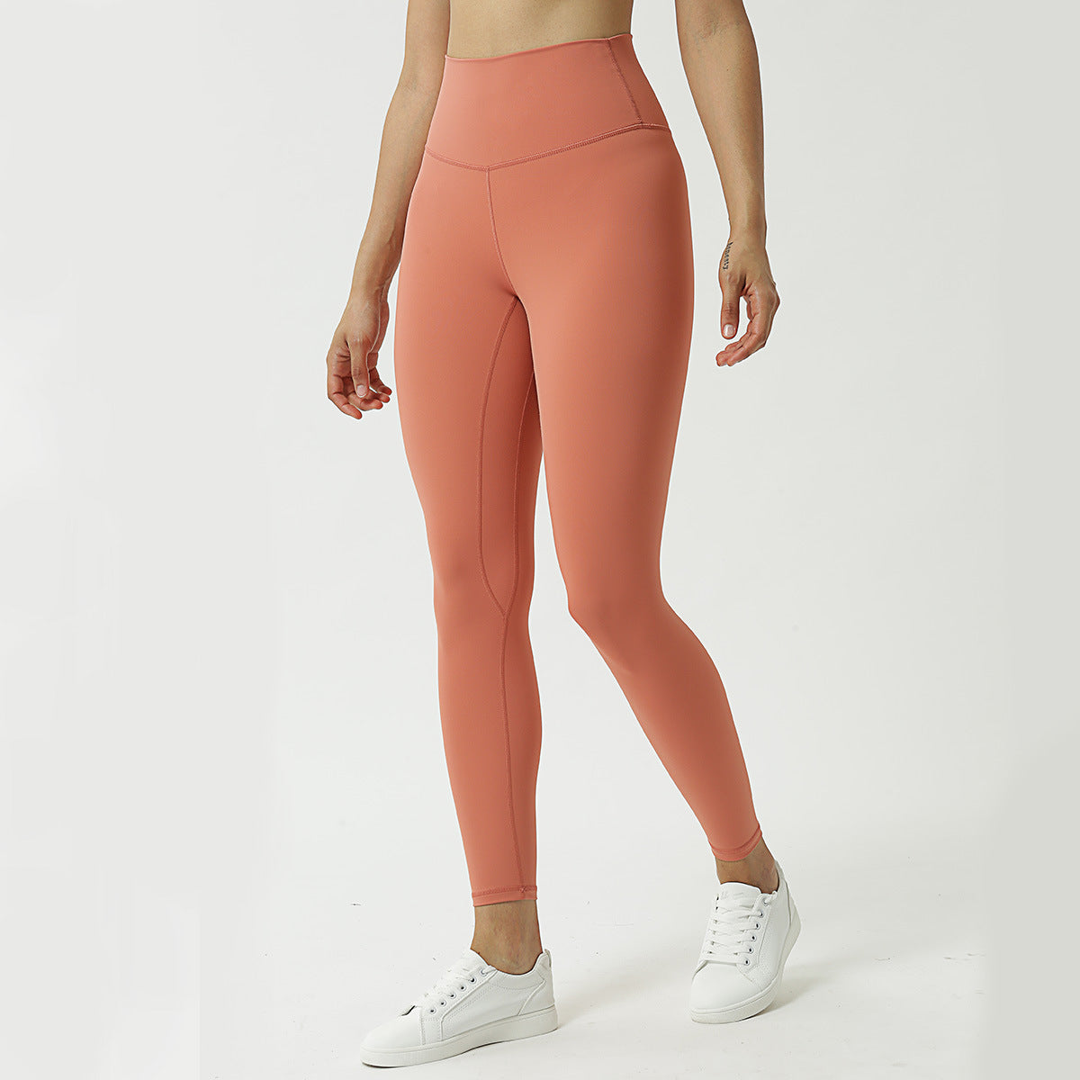 New double-sided brushed yoga pants women's skin-friendly nude yoga nine-point pants high waist buttocks yoga