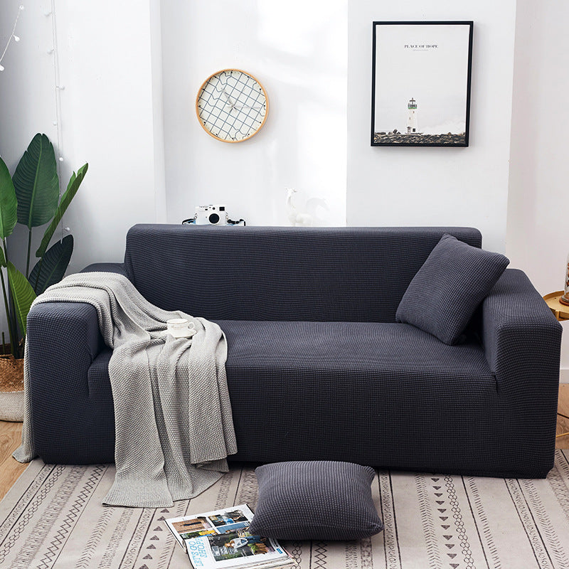 Solid Color Four Seasons Universal Sofa Cover, Nordic Fashion Knitted Elastic All-Inclusive Sofa Cover Sofa Cushion