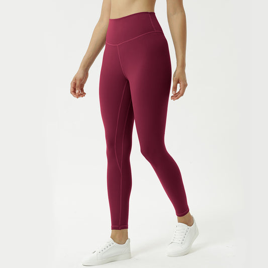 New double-sided brushed yoga pants women's skin-friendly nude yoga nine-point pants high waist buttocks yoga