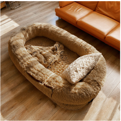 Human kennel plush round pet kennel dog bed winter warm sponge dog pad pet supplies pet mattress