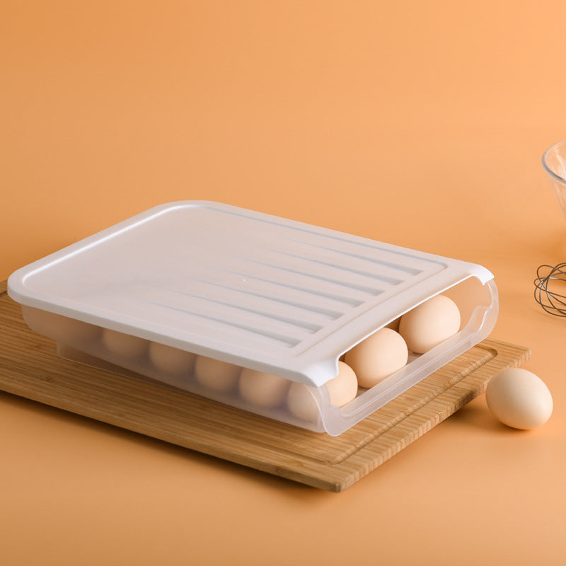 266 Automatic Rolling Egg Box, Storage Box with Cover Stackable Plastic Anti-collision Storage Box, Refrigerator Fresh-keeping Box