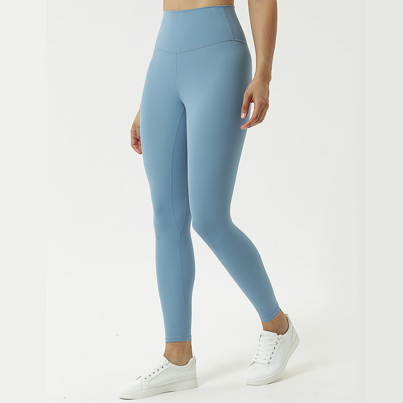 New double-sided brushed yoga pants women's skin-friendly nude yoga nine-point pants high waist buttocks yoga