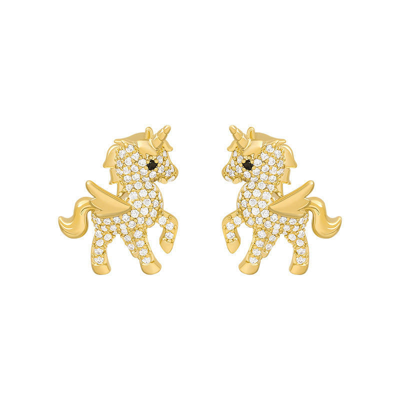 925 silver needle design sense pony earrings Korea Dongdaemun small fresh and cute earrings net red short earrings women