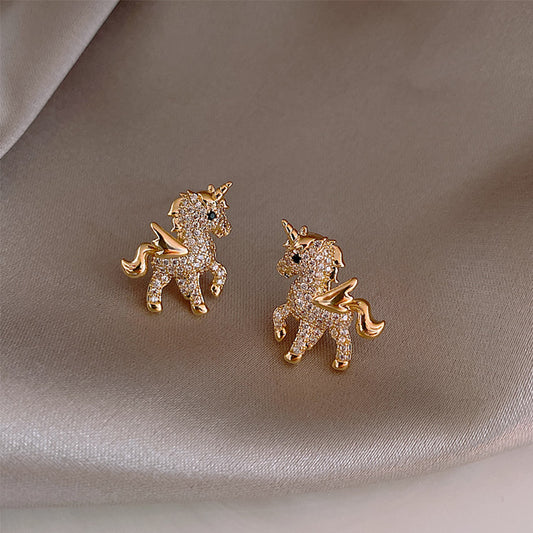 925 silver needle design sense pony earrings Korea Dongdaemun small fresh and cute earrings net red short earrings women