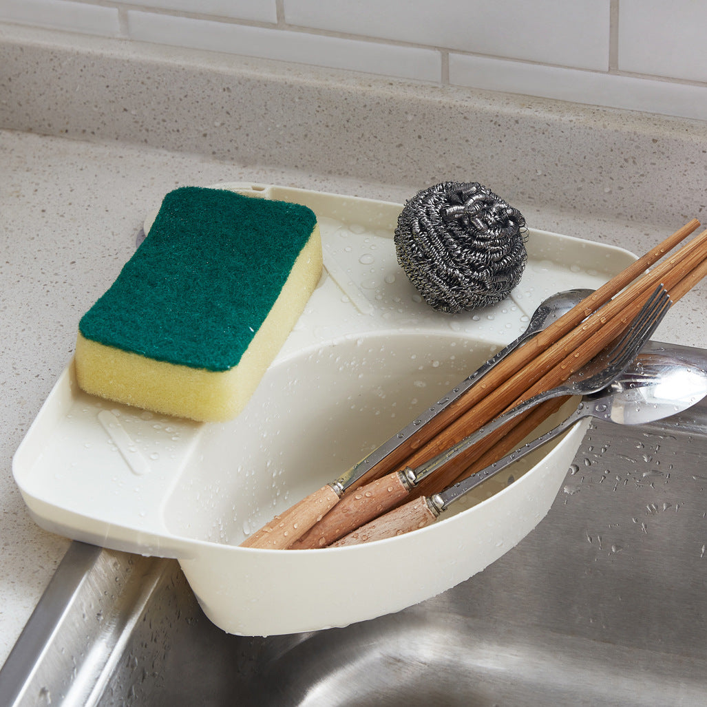 Triangular Sink Rack Kitchen Drain Storage Basket, Sink Food Residue Filter Rack Fruit Storage Basket