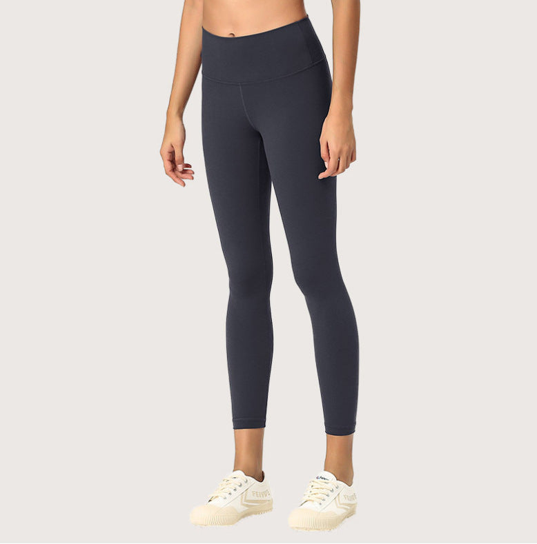 New double-sided brushed yoga pants women's skin-friendly nude yoga nine-point pants high waist buttocks yoga