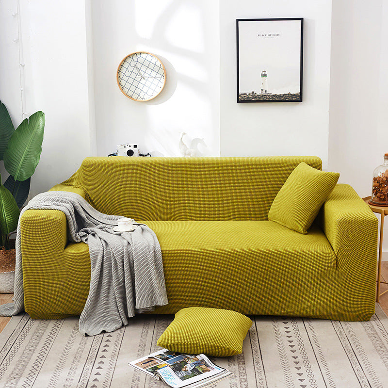 Solid Color Four Seasons Universal Sofa Cover, Nordic Fashion Knitted Elastic All-Inclusive Sofa Cover Sofa Cushion