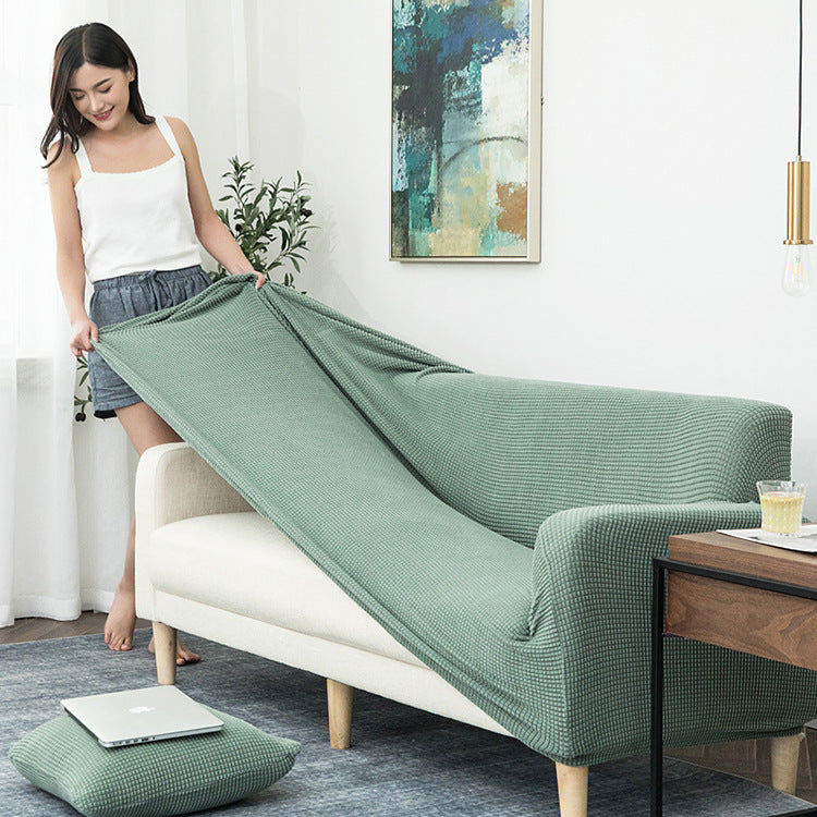 Solid Color Four Seasons Universal Sofa Cover, Nordic Fashion Knitted Elastic All-Inclusive Sofa Cover Sofa Cushion
