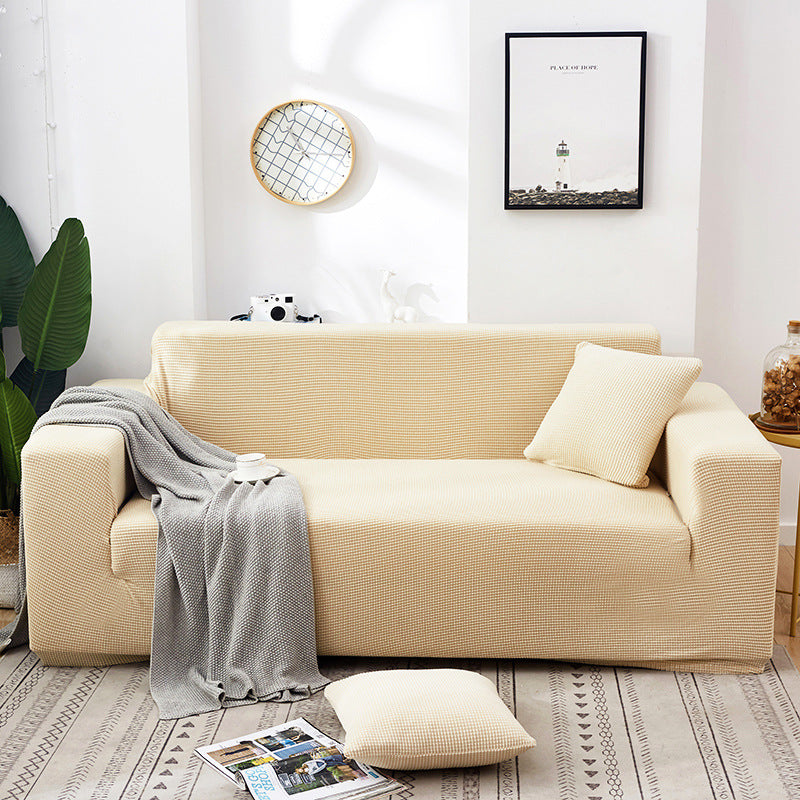 Solid Color Four Seasons Universal Sofa Cover, Nordic Fashion Knitted Elastic All-Inclusive Sofa Cover Sofa Cushion