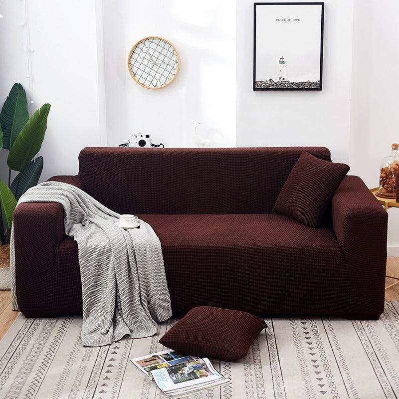 Solid Color Four Seasons Universal Sofa Cover, Nordic Fashion Knitted Elastic All-Inclusive Sofa Cover Sofa Cushion