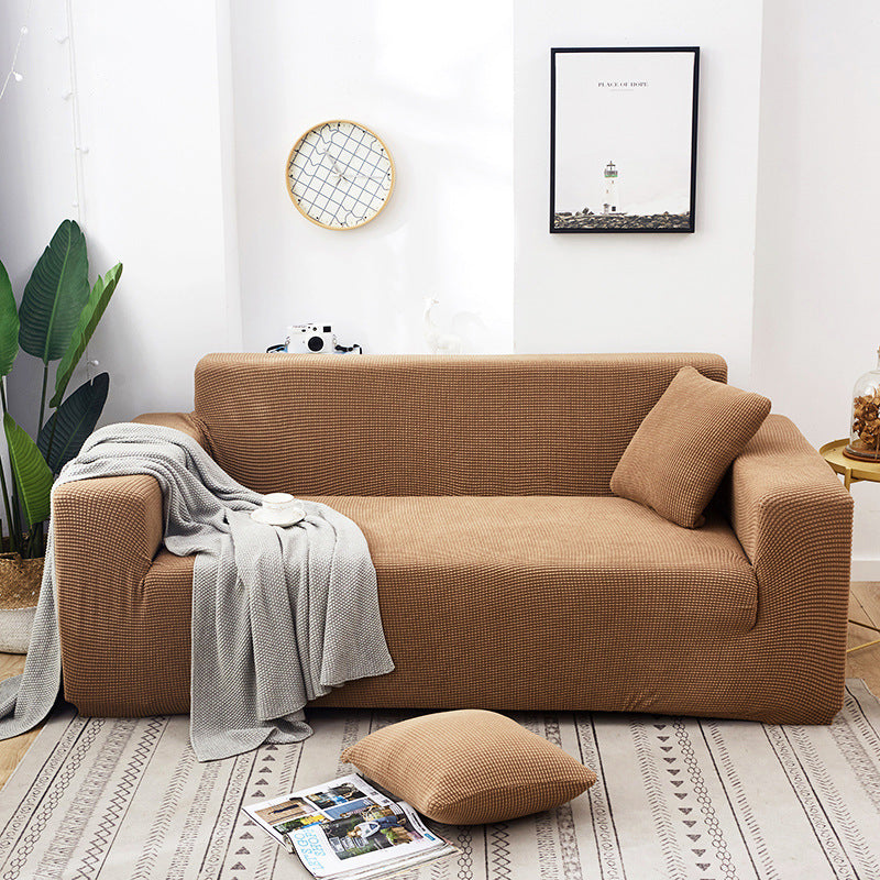Solid Color Four Seasons Universal Sofa Cover, Nordic Fashion Knitted Elastic All-Inclusive Sofa Cover Sofa Cushion