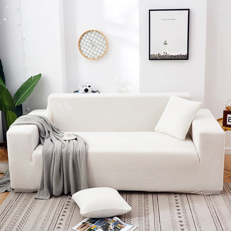 Solid Color Four Seasons Universal Sofa Cover, Nordic Fashion Knitted Elastic All-Inclusive Sofa Cover Sofa Cushion