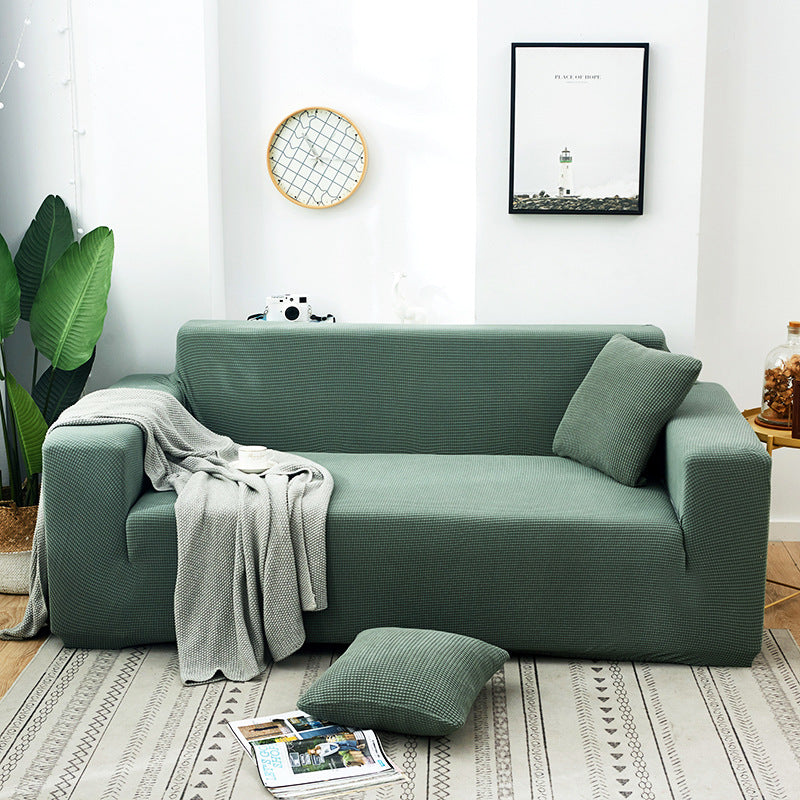 Solid Color Four Seasons Universal Sofa Cover, Nordic Fashion Knitted Elastic All-Inclusive Sofa Cover Sofa Cushion