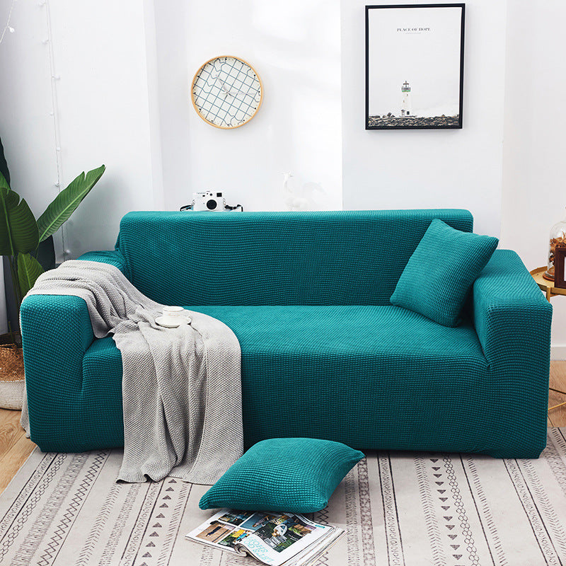 Solid Color Four Seasons Universal Sofa Cover, Nordic Fashion Knitted Elastic All-Inclusive Sofa Cover Sofa Cushion
