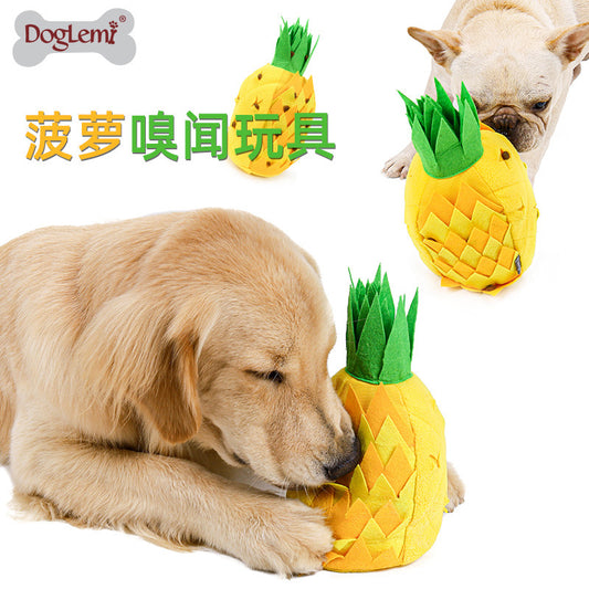 Pineapple Sniffing Pet Toy Food Hiding Puzzle Plush Dog Toy Sound Grinding Boredom Relief Pet Supplies Wholesale