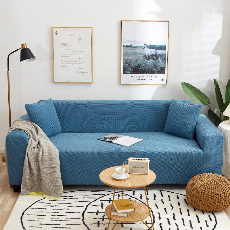 Solid Color Four Seasons Universal Sofa Cover, Nordic Fashion Knitted Elastic All-Inclusive Sofa Cover Sofa Cushion
