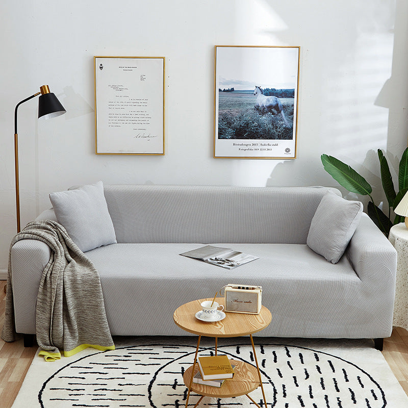 Solid Color Four Seasons Universal Sofa Cover, Nordic Fashion Knitted Elastic All-Inclusive Sofa Cover Sofa Cushion