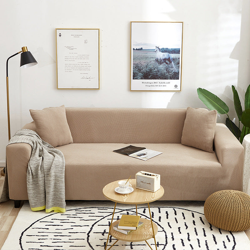 Solid Color Four Seasons Universal Sofa Cover, Nordic Fashion Knitted Elastic All-Inclusive Sofa Cover Sofa Cushion