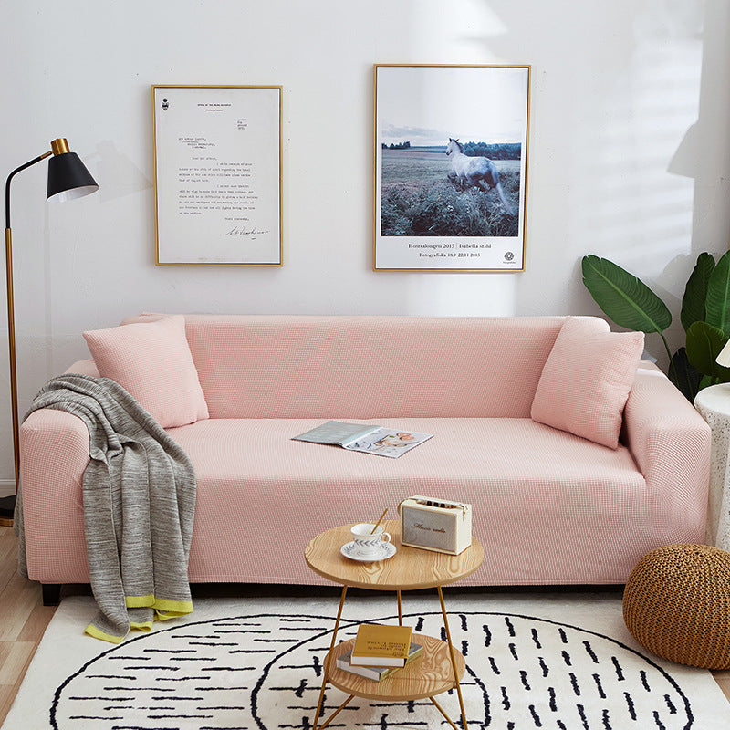 Solid Color Four Seasons Universal Sofa Cover, Nordic Fashion Knitted Elastic All-Inclusive Sofa Cover Sofa Cushion