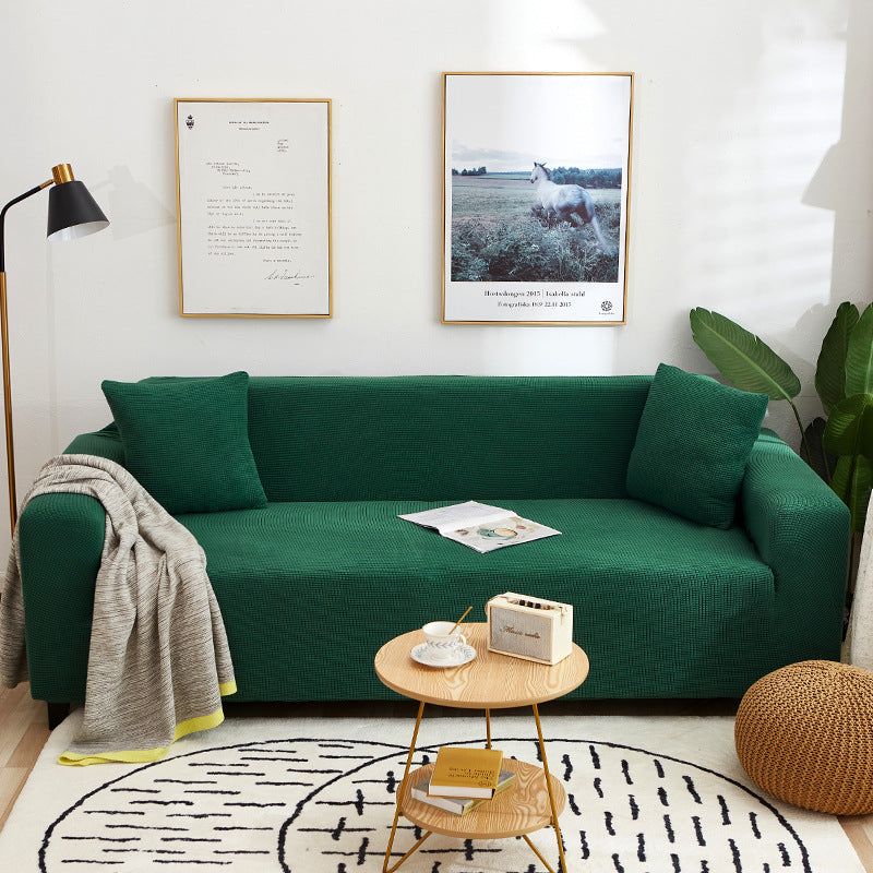 Solid Color Four Seasons Universal Sofa Cover, Nordic Fashion Knitted Elastic All-Inclusive Sofa Cover Sofa Cushion